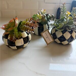 Mackenzie Childs Courtly patterned Succulent Planters (set of 3)